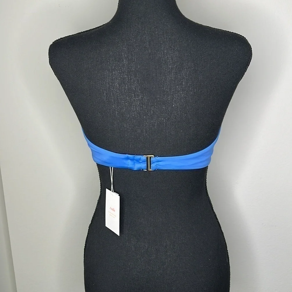 Andie Swim The Scala Bandeau Bikini Top in Blue Size Large NWT!